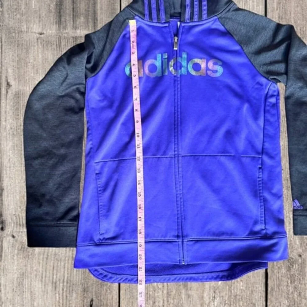 Adidas Girls Rainbow Metallic Zip Up Hoodie Purple and Black‎ Size XL 14/16